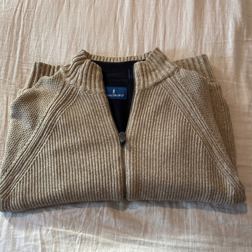 Men's Classic Tan Zip-Up Sweater